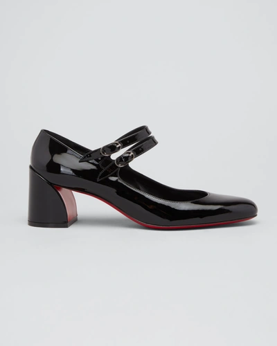 Shop Christian Louboutin Miss Jane Patent Red Sole Pumps In B439 Black