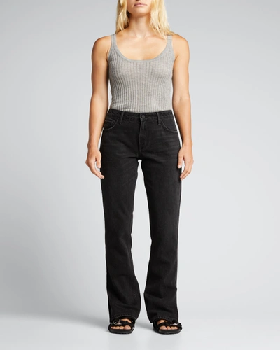 Shop Grlfrnd Hailey Low-rise Slim Bootcut Jeans W/ Slit Hem In Sunset Strip