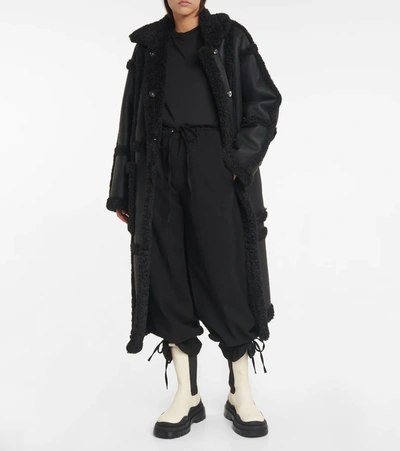 Shop Stand Studio Delia Faux Shearling And Leather Coat In Black
