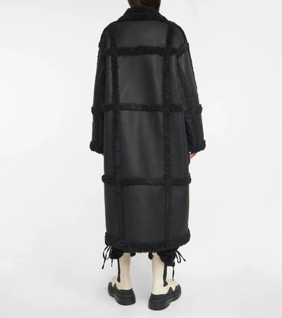 Shop Stand Studio Delia Faux Shearling And Leather Coat In Black