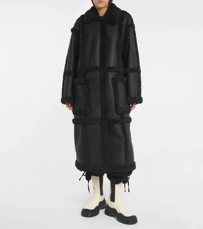 Shop Stand Studio Delia Faux Shearling And Leather Coat In Black