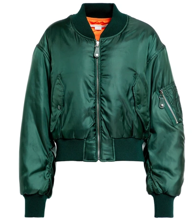 Shop Stella Mccartney Cropped Bomber Jacket In Forest Green