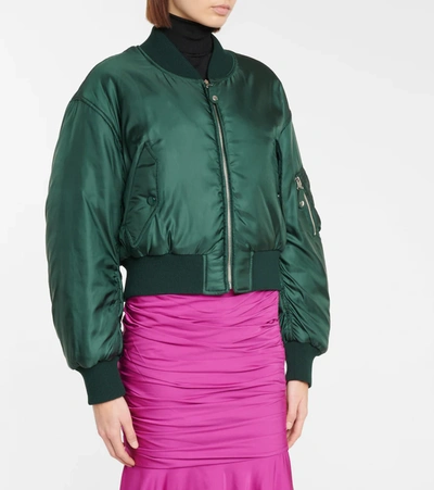 Shop Stella Mccartney Cropped Bomber Jacket In Forest Green