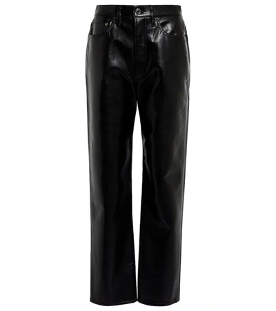 Shop Agolde 90s Pinch Waist Leather-blend Pants In Detox