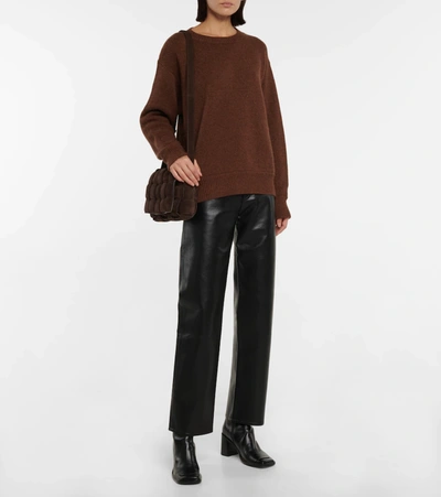 Shop Agolde 90s Pinch Waist Leather-blend Pants In Detox