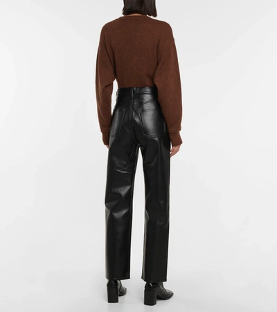 Shop Agolde 90s Pinch Waist Leather-blend Pants In Detox