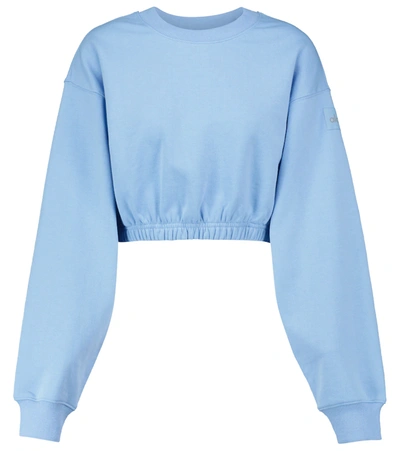 Devotion Cropped Cotton-blend Jersey Sweatshirt In Blue Skies