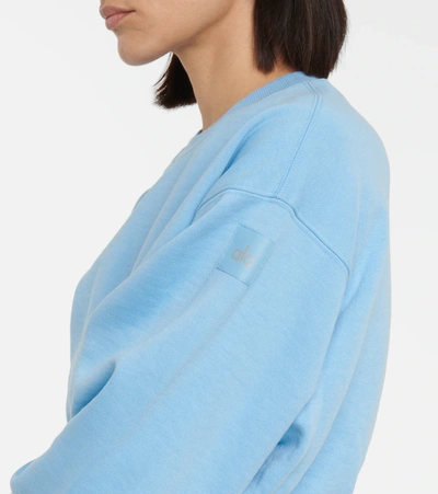 Devotion Cropped Cotton-blend Jersey Sweatshirt In Blue Skies