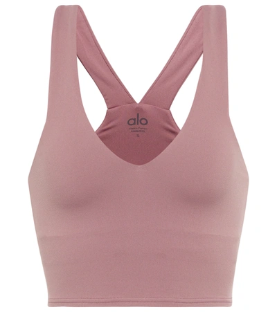 Shop Alo Yoga Real Stretch-jersey Sports Bra In Woodrose