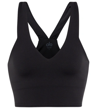 Alo Yoga Emulate Ribbed Stretch Sports Bra In Black