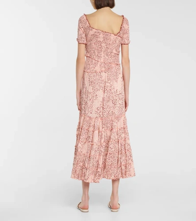 Poupette St Barth Soledad Floral Midi Dress In Pink Biot