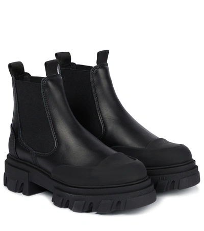 Low-rise Leather Chelsea Boots In Black/black