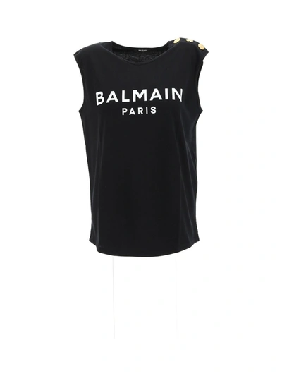 Shop Balmain Tops In Eab Noir/blanc