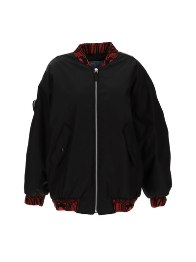 Shop Prada Jackets In Nero+nero+rosso
