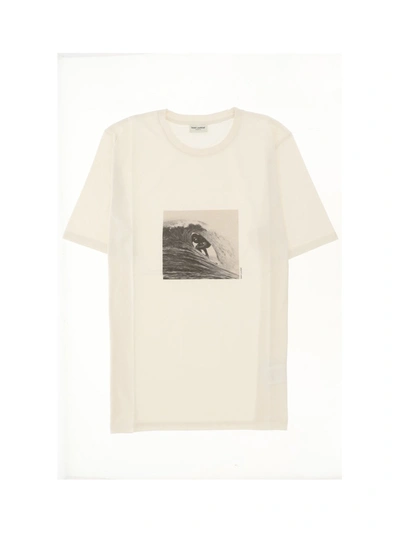 Shop Saint Laurent T-shirts & Vests In Ecru