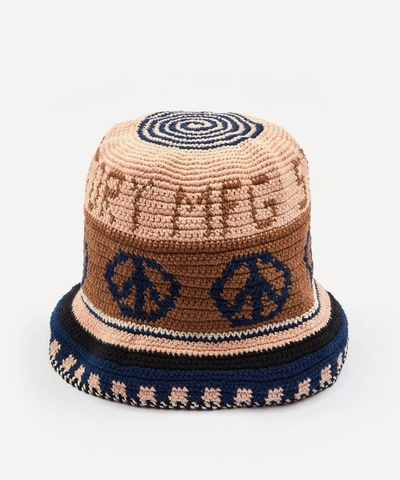 Story Mfg. Brew Peace Power Hand Crochet Bucket Hat In Multi