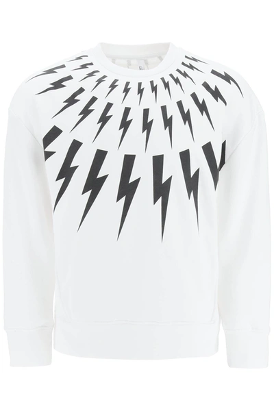 Shop Neil Barrett Fair-isle Thunderbolt Sweatshirt In Mixed Colours
