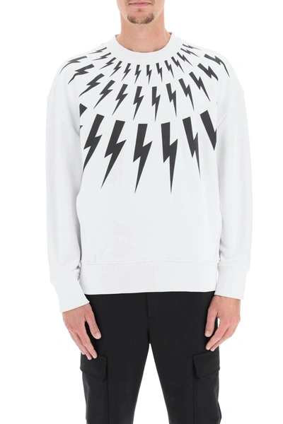 Shop Neil Barrett Fair-isle Thunderbolt Sweatshirt In Mixed Colours