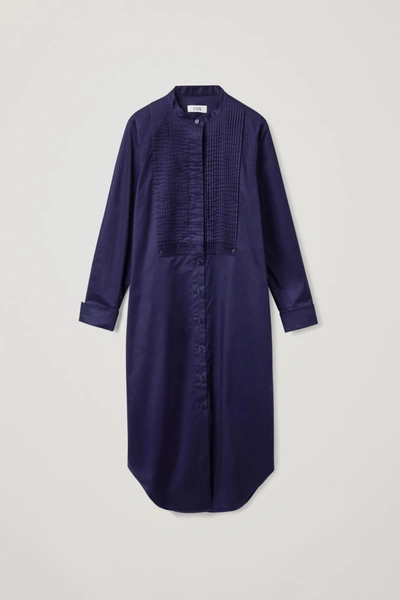 Shop Cos Tuxedo-bib Shirt Dress In Blue