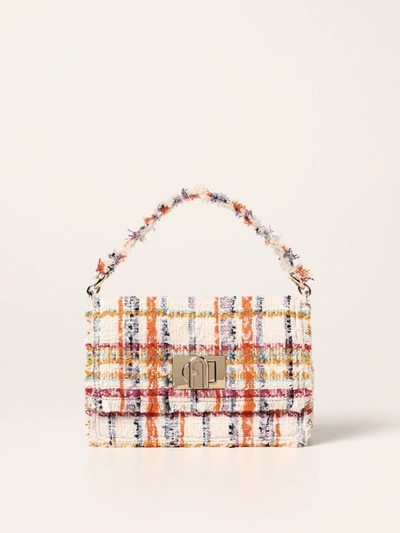 Shop Furla 1927  Bandolier Bag In Laminated Grain Leather In Natural