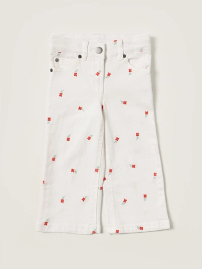 Shop Stella Mccartney Jeans With Floral Embroidery In White