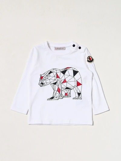 Shop Moncler T-shirt With Geometric Bear Print In White