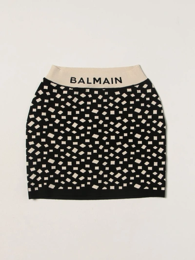 Shop Balmain Stretch Patterned Skirt In Multicolor