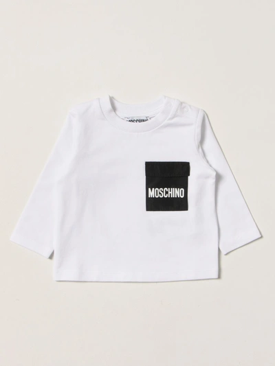 Shop Moschino Baby Tshirt With Logo In White
