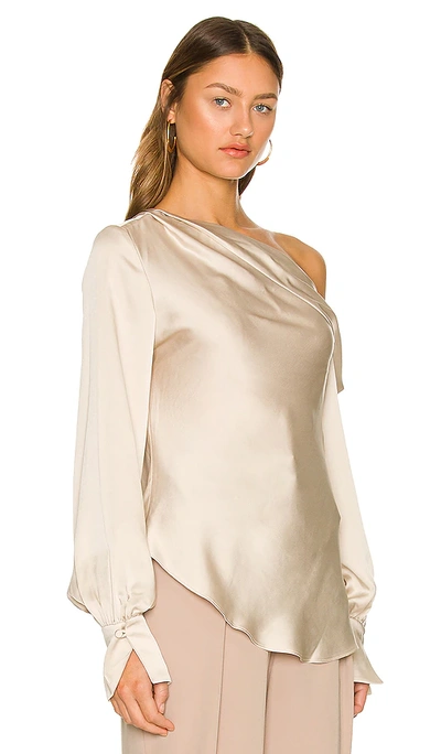 Simkhai Alice One-shoulder Satin Blouse In Champagne