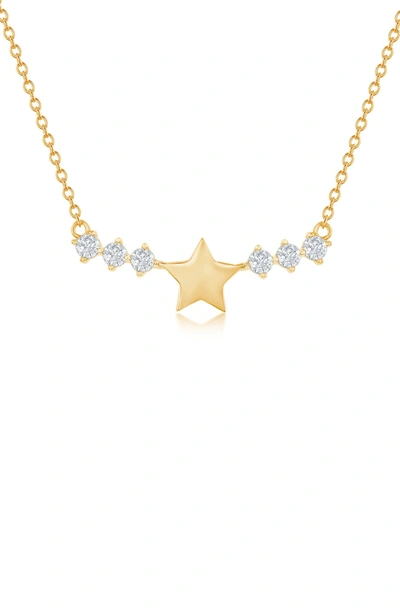 Shop Simona Star Cz Sides Bar Necklace In Gold