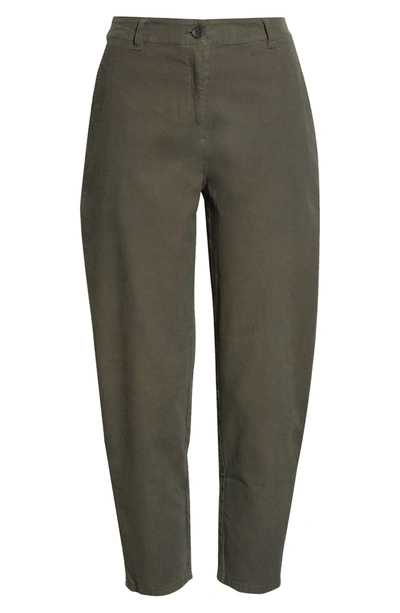 Shop Eileen Fisher Organic Cotton & Hemp High Waist Tapered Ankle Pants In Seaweed