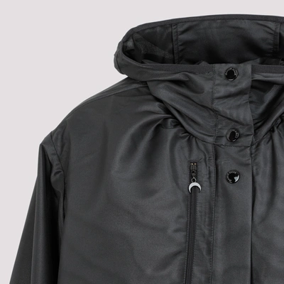 Shop Marine Serre A-line Hooded Moire Windbreaker Jacket In Black