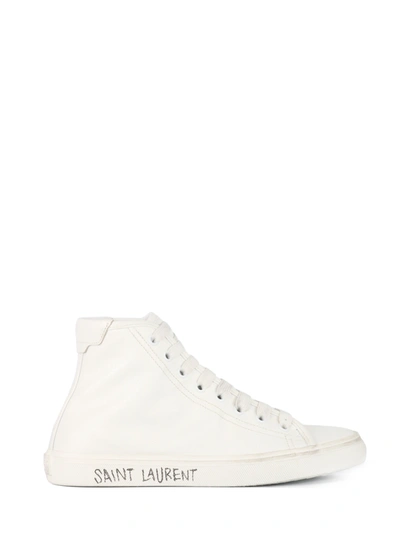 Shop Saint Laurent White Malibu Sneakers