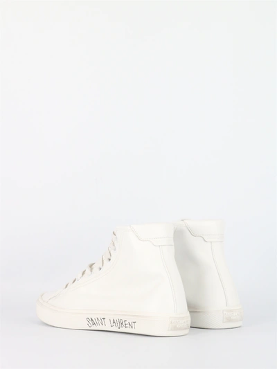 Shop Saint Laurent White Malibu Sneakers
