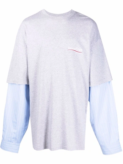 Shop Balenciaga Layered T-shirt Heather Grey