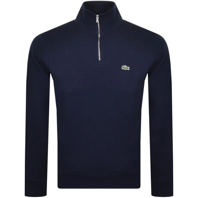 Shop Lacoste Half Zip Logo Sweatshirt Navy