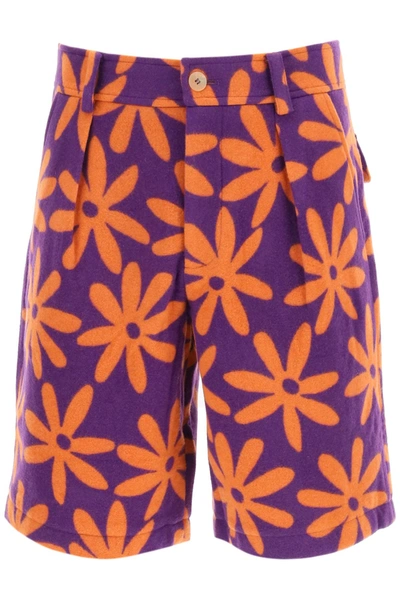 Shop Jacquemus Le Short Montagne Wool Shorts In Purple Flowers (purple)