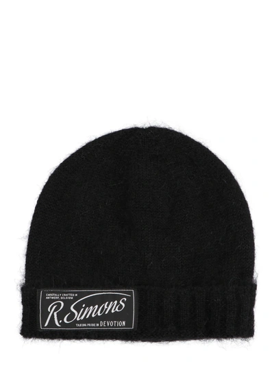 Raf Simons Logo-patch Beanie Hat In Black