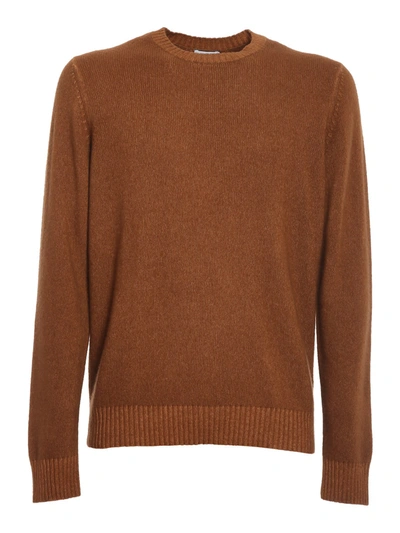 Shop Malo Round Neck Cashmere Dyed In Brown