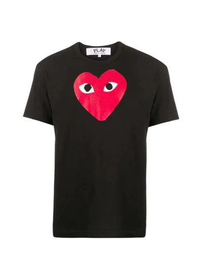 Shop Comme Des Garçons Play Play T-shirt Red Heart In Black