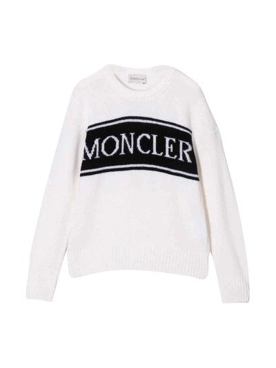 Shop Moncler Sweater With Logo In Bianco
