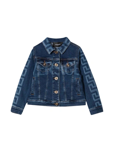 Shop Versace Blue Denim Jacket Kids