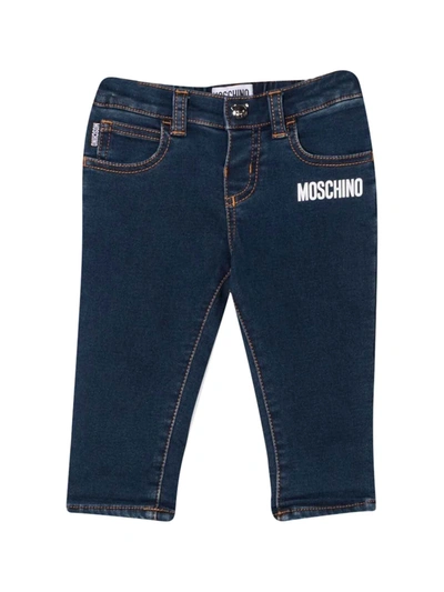 Shop Moschino Newborn Jeans In Blu