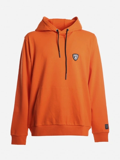 Shop Automobili Lamborghini Cotton Blend Sweatshirt With Logo Patch In Orange