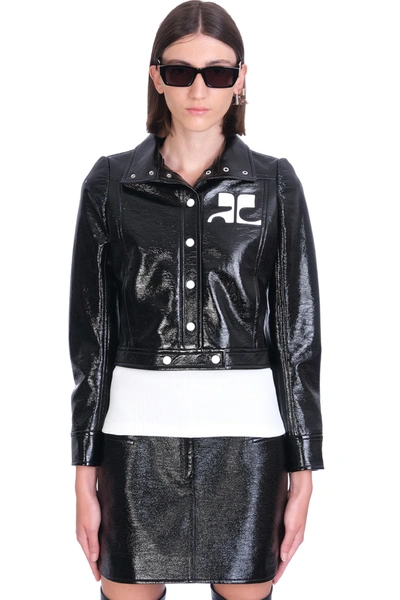 Shop Courrèges Casual Jacket In Black Cotton