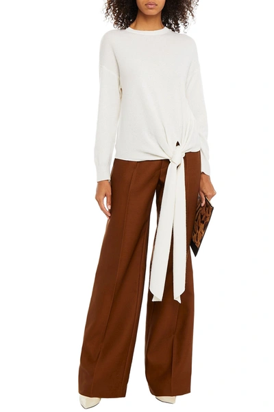 Shop Michelle Mason Tie-front Wool And Cashmere-blend Sweater In Ivory