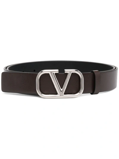 Shop Valentino Vlogo Buckle Belt In Brown