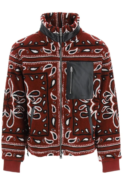 Shop Amiri Paisley Pattern High Neck Jacket In Multi