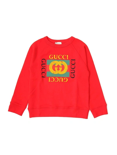 Shop Gucci Kids Logo Printed Sweatshirt In Red