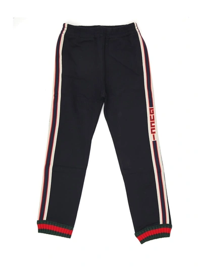 Shop Gucci Kids Logo Stripe Track Pants In Grey